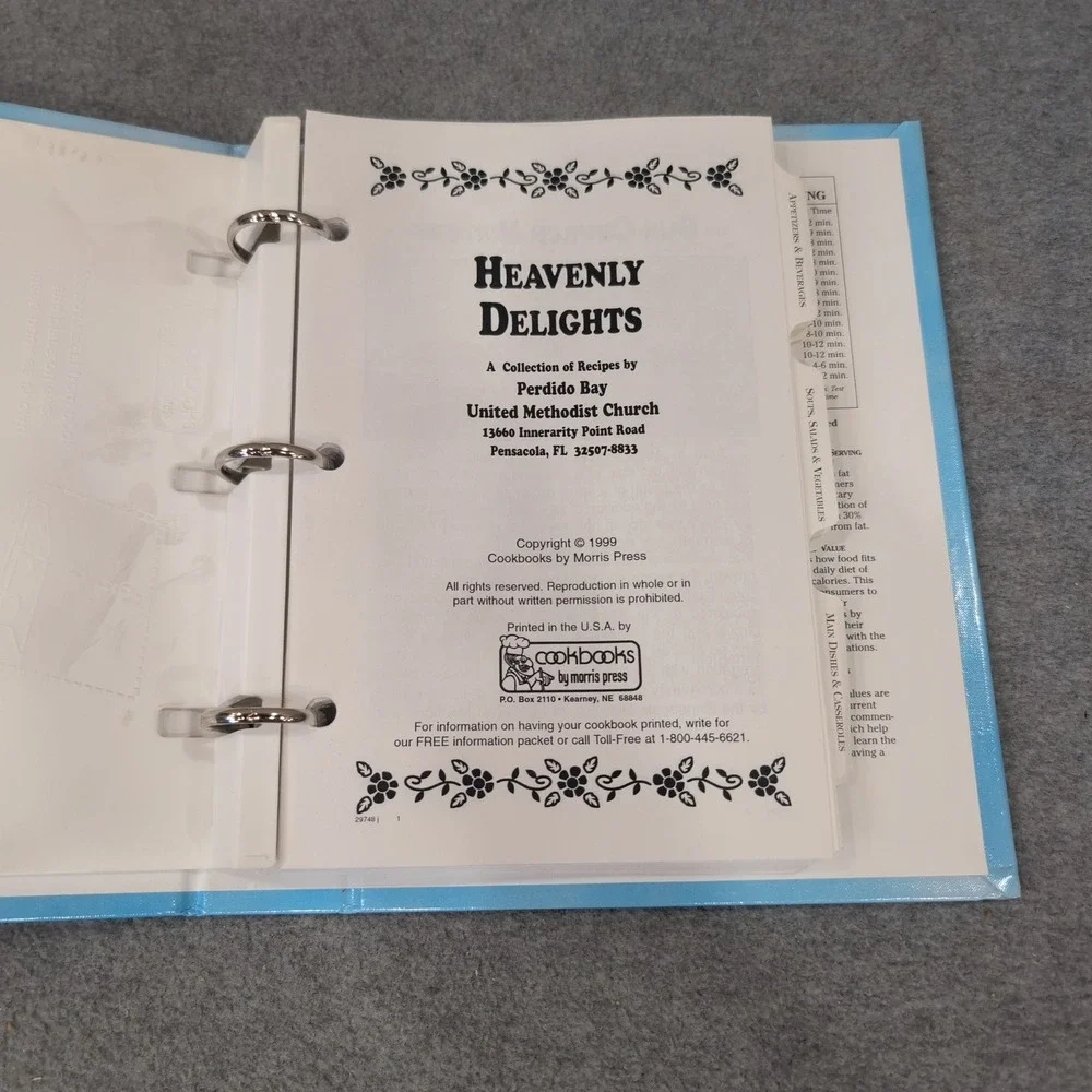 Heavenly Delights Perdido Bay United Methodist Church Cookbook‎ 1999 Binder VG+
